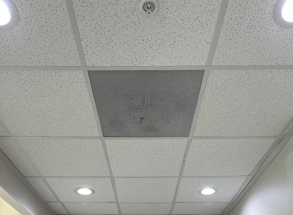 Same ceiling with new tiles, clean and level